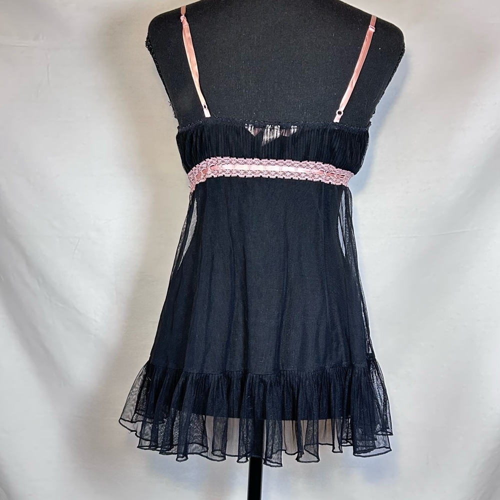 Vintage 2003 Victoria’s Secret Gold Label Black Mesh Babydoll Cami XS - Picture 3 of 6